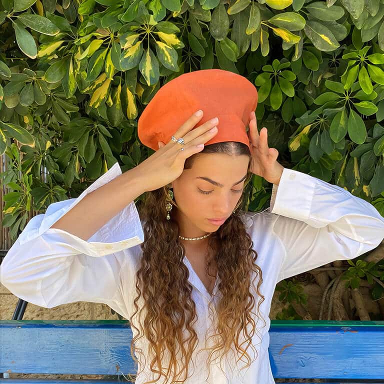 ברט כתום כיסוי ראש חלקי מאמא כובע