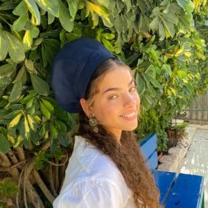 ברט כחול כיסוי ראש לשיער מתולתל