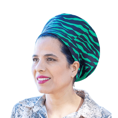 כיסוי ראש ברט ירוק ושחור סטייל זברה מאמא כובע