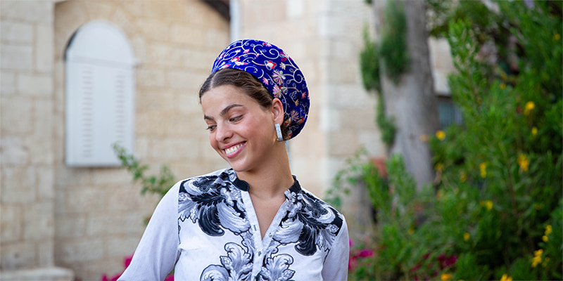 ברט כחול ייחודי מאמא כובע