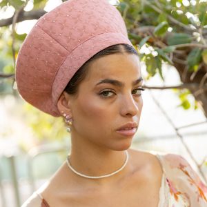 כובע ברט טליה ורוד וינטג' עם נגיעות לבן מאמא כובע